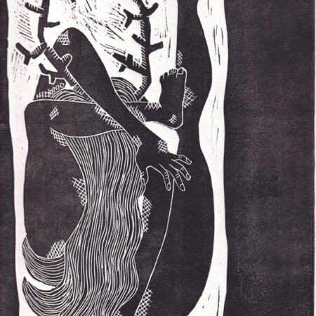 Linogravure "La Chute vers le haut"