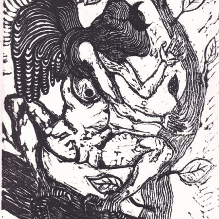 Linogravure "La Harpie"